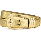 AI DEEBLUE Gold Belts for Women Stylish Leather Belt with Gold Buckle Elegant Dress Belt Women