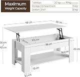 Yaheetech Lift Up Coffee Table White 98x50 cm Hidden Storage Drawer view 3