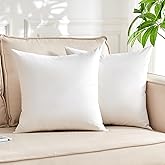 KUSNUG Organic Feather Down Throw Pillow Inserts (18x18 Inch, Set of 2) - 100% Cotton Shell, Filling of Feathers & Memory Foam, Square Decorative Pillow Form Core for Couch, Sofa, and Bed