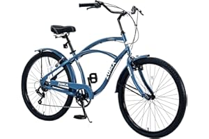 Esheno 26” Beach Cruiser Bike for Man, Beach Bike with 7 Speeds Drivetrain, Adult Bicycles for Men, Good Stability, Smooth Riding Cruiser Bicycle for Rider 5’-7’