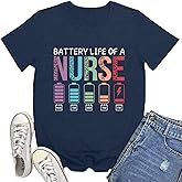 Rwabing Nurse Shirts for Women Nurse Life T-Shirt Nursing Life Tee Tops