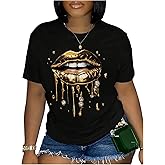 RoseSeek Women's Cartoon Graphic Tees Crew Neck Short Sleeve T Shirts Y2k Streetwear Tops