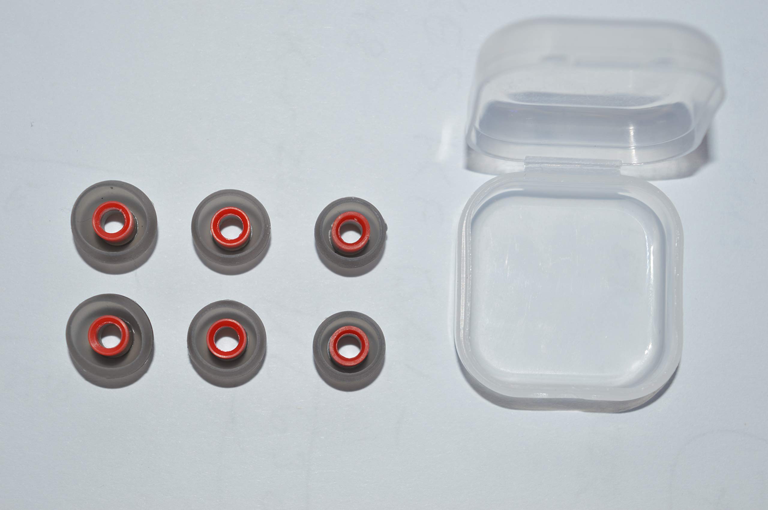 Replacement Ear Gels Earbuds Silicone Earpads Ear Tips For In Ear Headset Earphone Black/White/Grey&Red 3pair 1 pack small medium large size (Grey&Red)