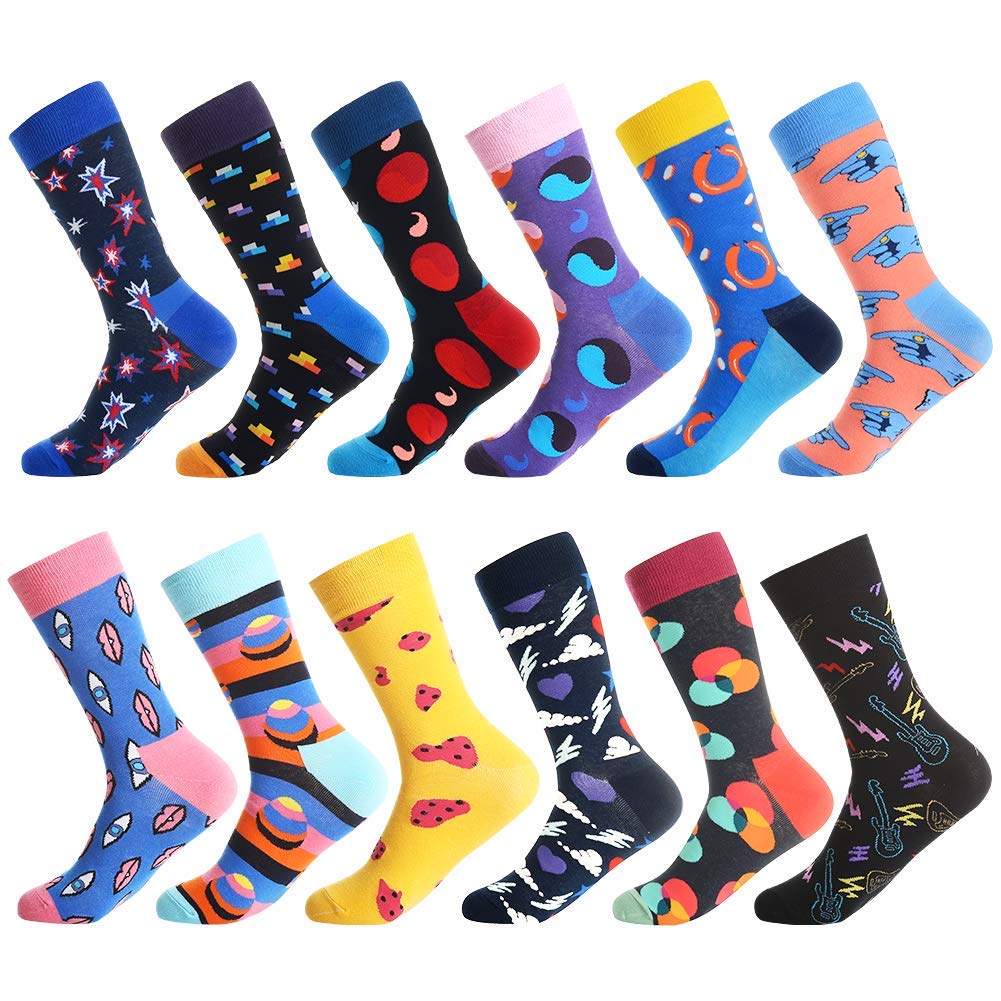Dress Socks for Men & Women,Colorful Funny Crazy Novelty Fun Dress Socks Pack by Bonangel,Cool Pattern Crew Socks With Gift Box(Star 1)