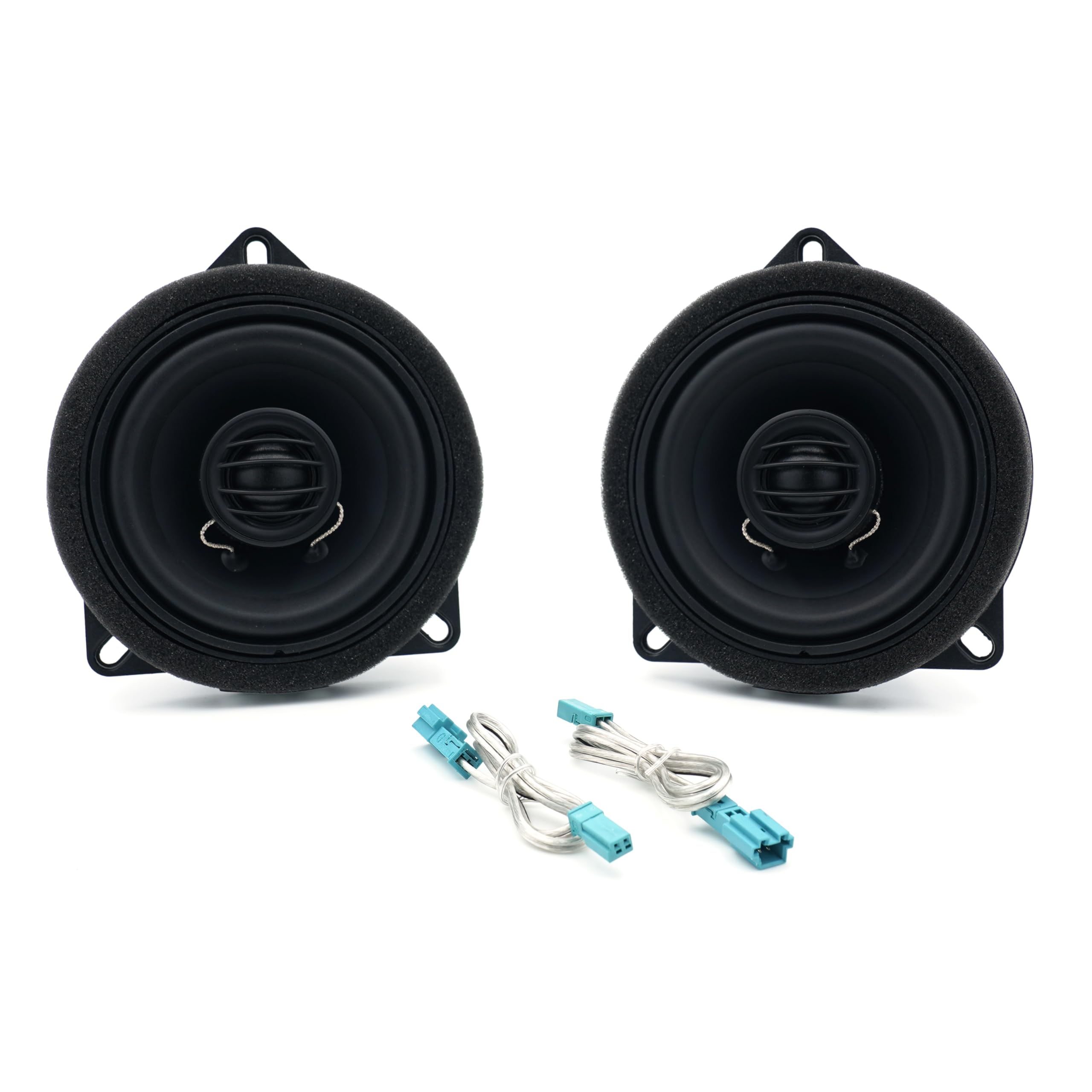 Audison APBMW X4E 100 mm 2-Way Coaxial Speakers for BMW Mini Vehicles with Integrated Tweeter, Plug Play Installation, 80W Peak Power, Die-Cast Aluminium Basket, Black