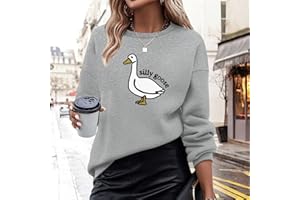 Cute Silly Goose Sweatshirt for Women Teen Girls Duck Letter Graphic Crewneck Long Sleeve Shirt Hoodie Pullover Tops
