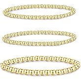 Silver&amp;Gold Plated Stretch Beaded Bracelets Stack Set for Women Non Tarnish | Waterproof Small Gold Plated Beaded Bracelets Jewelry Sets Trendy with Pulseras Para Mujer Stackable Copper Bracelet Gifts