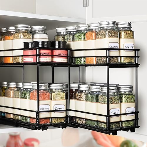 Kitsure Spice Rack for Cabinet Durable Pull Out Spice Racks for