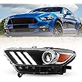 ROXX Headlight Assembly Compatible with 2015 2016 2017 Ford Mustang, Projector DRL Headlights Front Lamps w/High Low Beam Reflector(Left Side)
