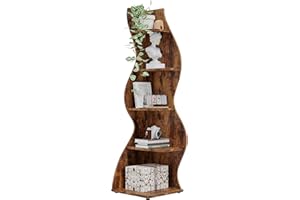 Tribesigns Corner Shelf, Rustic 5-Tier Wall Corner Bookshelf, Stylish Corner Small Bookcase Storage Rack Plant Stand with Uni