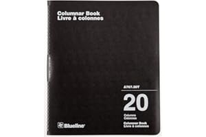 Blueline Columnar Book, Twin-Wire Binding, 20 Columns with Description, 80 Pages, 12-Inch x 10-Inch, Black (A767.20T)