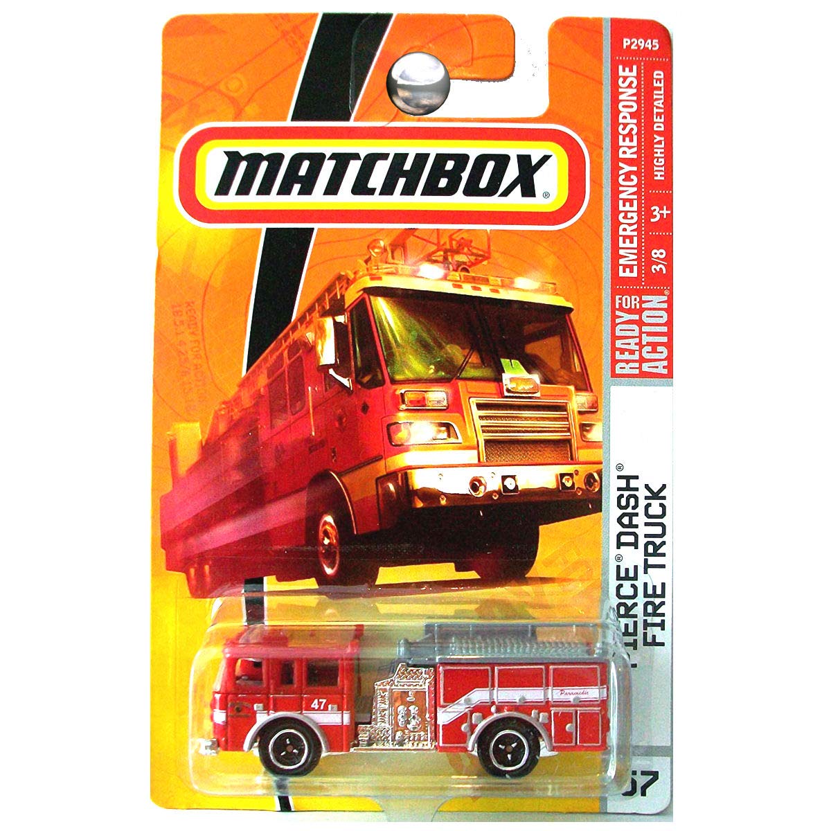 Matchbox 2010 Pierce Dash Fire Truck #57/100 Paramedic, Fire Department, Emergency Response 1:64 Scale Collectible Die Cast Car