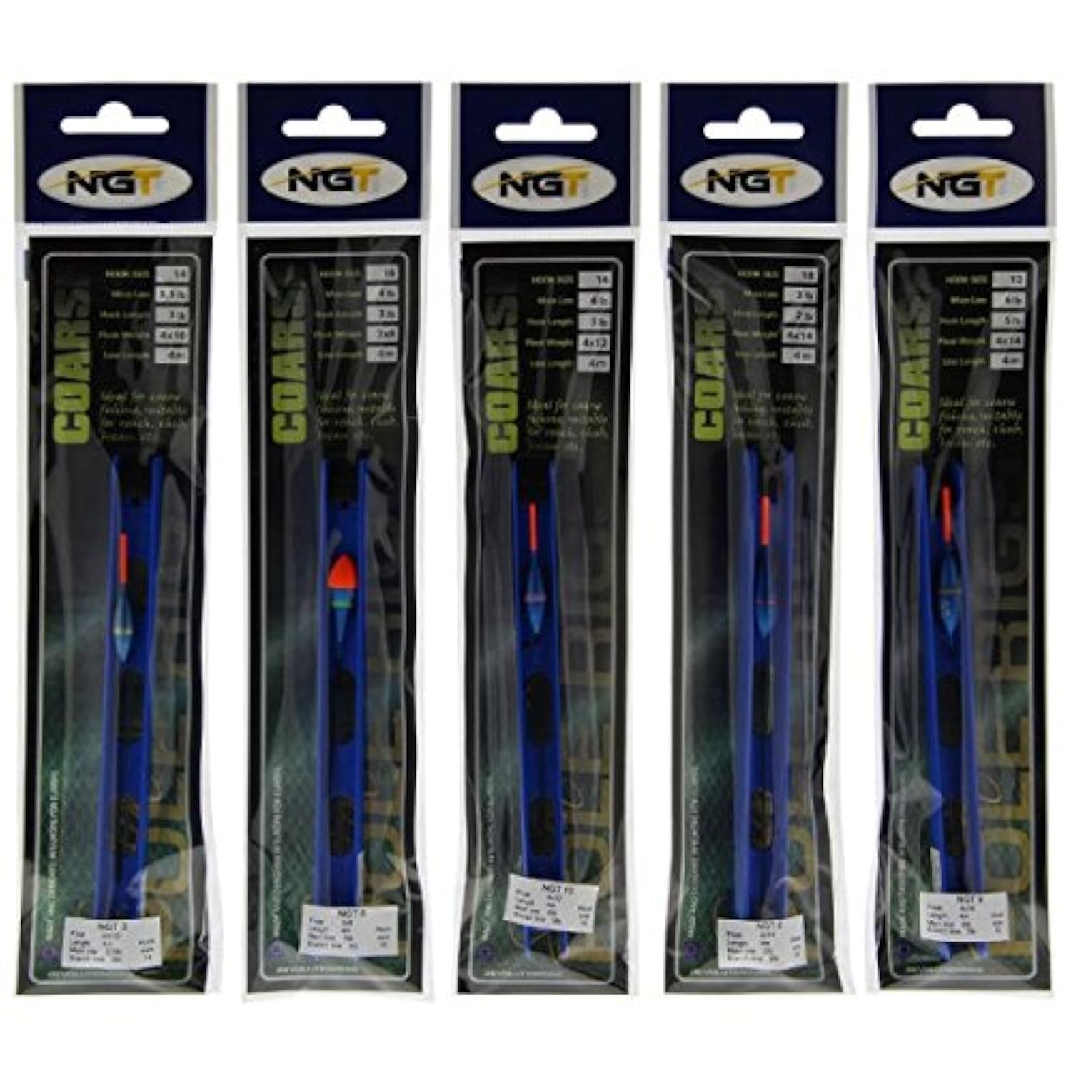 NGT FO-POLERIG-COARSE-10 Pack Of 10 Assorted General 'coarse' Pole Rigs - Transparent, Standard