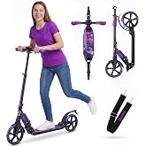 Skidee Adult &amp; Teen Scooter Adjustable Height, Folding, Large Wheels, Lightweight, Durable, Anti-Shock Suspension, Up to 220 lbs