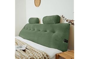 Rycwola Headboard Pillow King with 2 Pack Neck Roll Pillow Large Headboard Pillow Soft and Supportive with Removable Cover (sage Green, King：76x8x20 Inches)