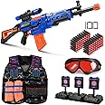 Bigpower Electric Kids Toy Sniper Rifle with Scope Tactical Vest Kit,4 in 1 Automatic Kids Sniper Rifle Toy Guns for Boys 8-12,Rifle Dart Guns for Adults，Toy Guns with Removable Magazines（2 Pieces