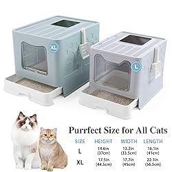 Bolux Foldable Cat Litter Box with Lid, Extra Large