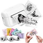Memoking Sticker Printer - Portable Mini Printer Q02E, Pocket Impresora Portátil Inkless Print Pod Small Thermal Sticker Maker Receipt Printer, for Study Note, Diagrams, Scrapbook, Journal, Gift, DIY
