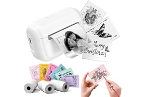 Memoking Sticker Printer - Portable Mini Printer Q02E, Pocket Impresora Portátil Inkless Print Pod Small Thermal Sticker Maker Receipt Printer, for Study Note, Diagrams, Scrapbook, Journal, Gift, DIY
