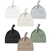 Konssy 6 Pack Baby Newborn Hats Set Knot Beanie Hats Soft for Infant Baby Girls Boys Caps 0-6 Months