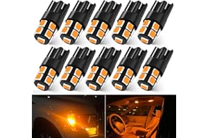 LEDYOTRY LEDYOYRY 194 LED Light Bulbs Super Bright Amber Yellow 2835 Chipsets W5W 168 2825 T10 Car Interior Light Bulb for Car Dome Map License Plate Lights, Side Marker Lights, Pack of 10