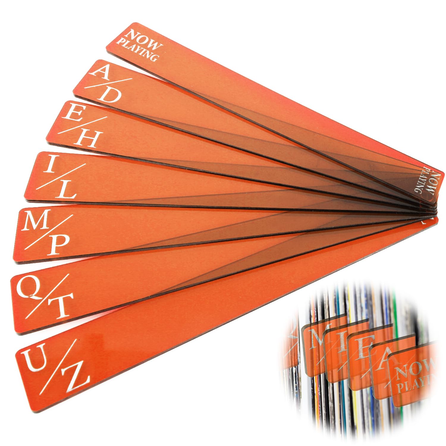 7pcs Vinyl Record Separators, Record Dividers A-Z Acrylic Vinyl Record Alphabet Dividers Vinyl Record Organizer Tabs Guides Album Dividers for Vinyl Records Book Shelf Classroom Library (Orange)