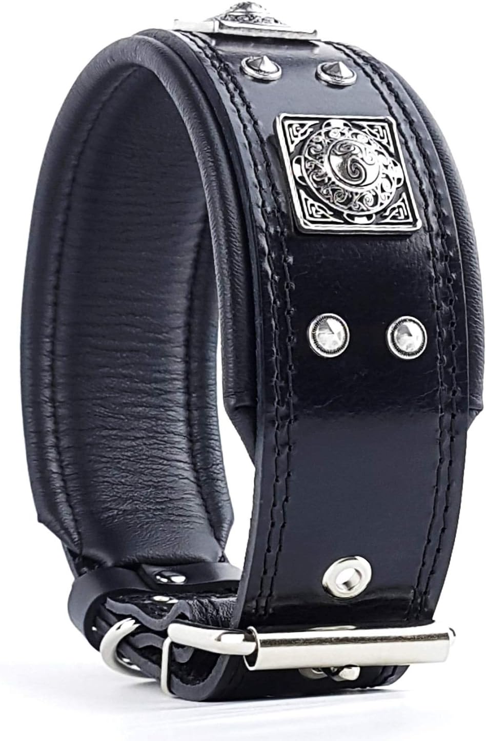 Bestia The Black Eros Collar for Big Dogs. 2.5 inch Wide & Soft Padded
