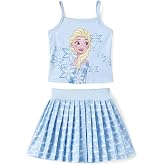 Disney Minnie Frozen Stitch Princess Toddler Girls' Tennis Skirt Sets Kids Athletic Camisole Top &amp; Skort 2 Piece Outfit 2-9Y