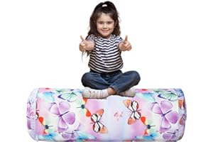 LOLOMLO Stuffed Animal Bean Bag Storage Chair for Kids Cover Only (No Filler), Organize, Sit, Play & Boxing, 100% Cotton Canvas Washable, Ultra Soft Cylinder Long Vertical Zipper Best Gift for Child