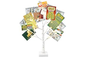 Vanthylit Money Tree Gift Holder, Lighted Tabletop Birch Tree with Clips and Greeting Cards, Photo Decorations for Birthday Wedding Christmas Graduation Gifts(24 LED Warm White)