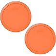 Pyrex 7402-PC 6/7 Cup Orange Round Plastic Food Storage Lid - 2 Pack Made in the USA