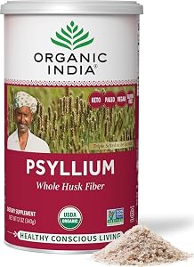 Organic India Whole Psyllium Husk Powder Organic, Vegan, 12 oz (Pack of 1) | Psyllium Husk Fiber Supplement, Digestion Suppor