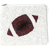 Football Beaded Coin Purse Pouch, Small Wallets for Her, Gift Card Pouch Birthday Gift, Football Fan Must Have
