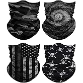 Lauzq 4Pack Neck Gaiter for Men Women Face Cover Mask Head Wrap Balaclava Headwear Bandana Headband Magic Scarf