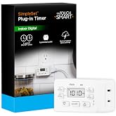 myTouchSmart Simple Set 2-On/Off Indoor Digital Plug-in Bar Timer | 2 Custom On/Off Times, Doesn't Block 2nd Outlet, Battery Backup, For Indoor Use, Plug-in Timer for Electrical Outlets
