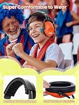 Dr.meter Ear Defenders Kids SNR 27.4dB Adjustable Headband Orange view 2