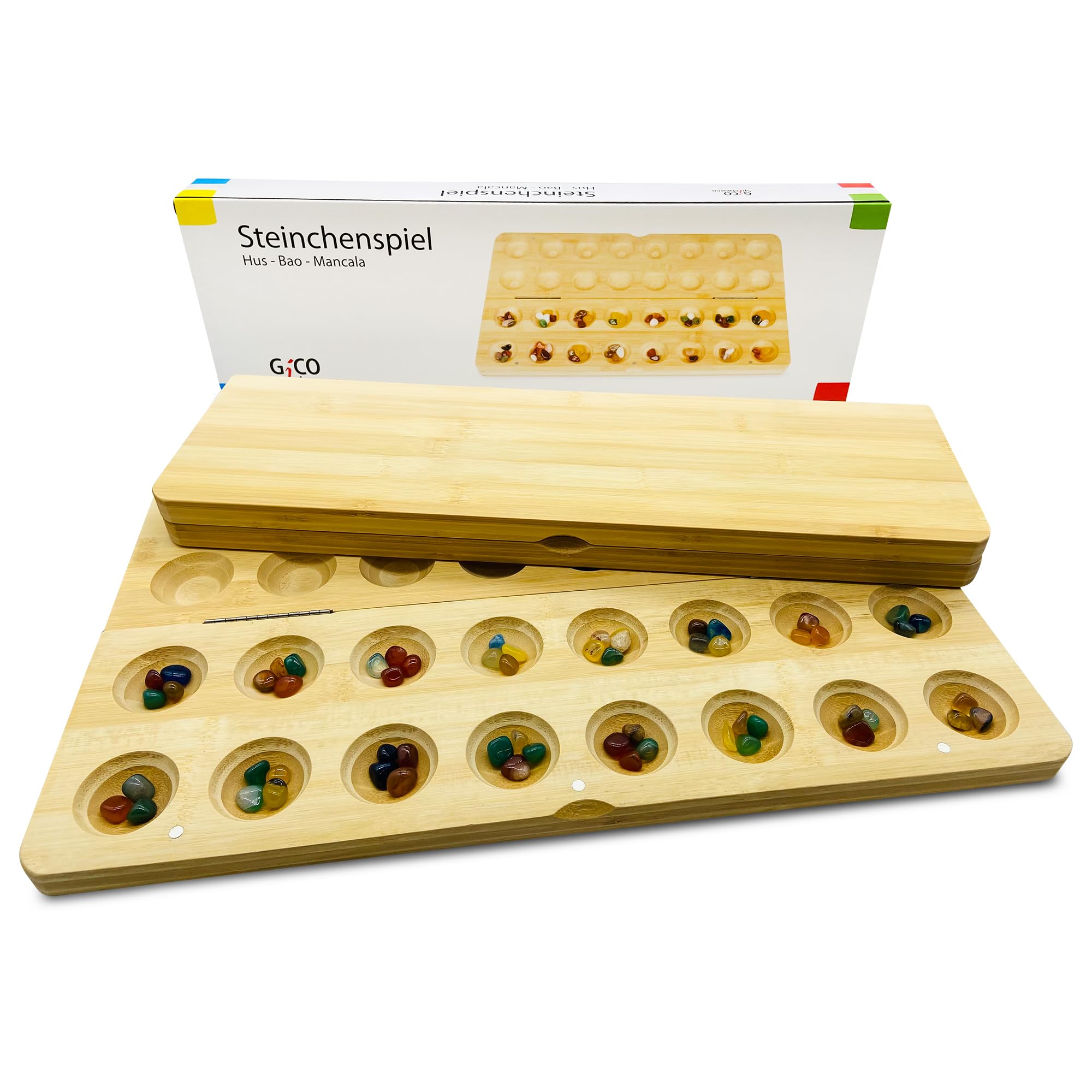 GICO Hus Bao 7953 Large Wooden Stone Game with Gemstones The strategy game for young and old known from kindergarten