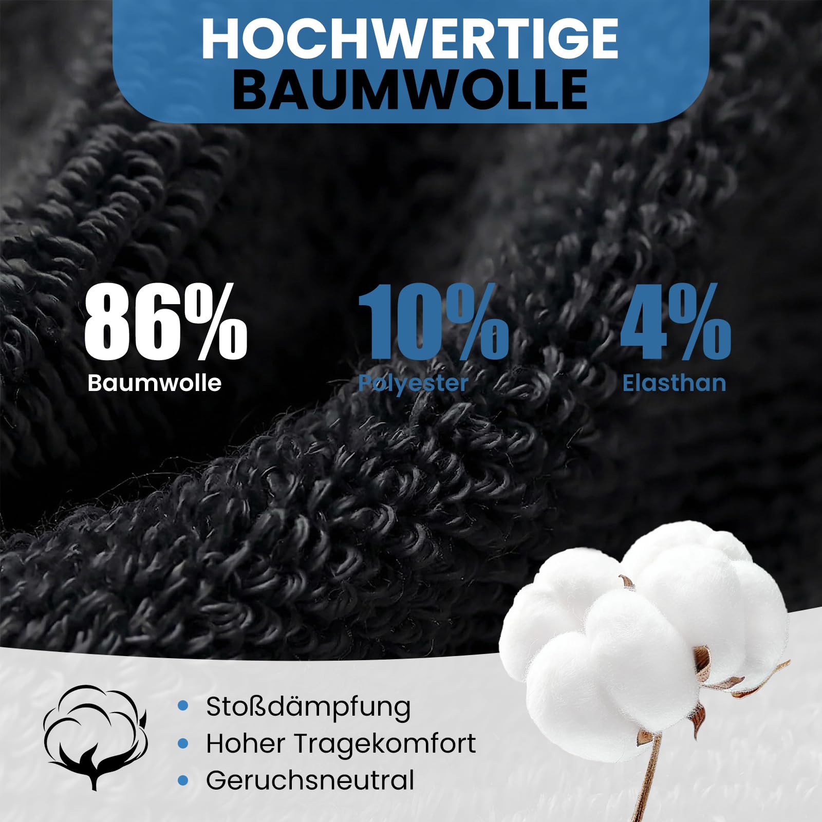 Stoeury Sneaker Socken Herren, Quarter Socken mit Frotteesohle, Atmungsaktive Sportsocken aus Baumwolle mit Nahtlose Zehen, Tennissocken für Laufen Wandern, 6 Paar, Schwarz, 43-46 6