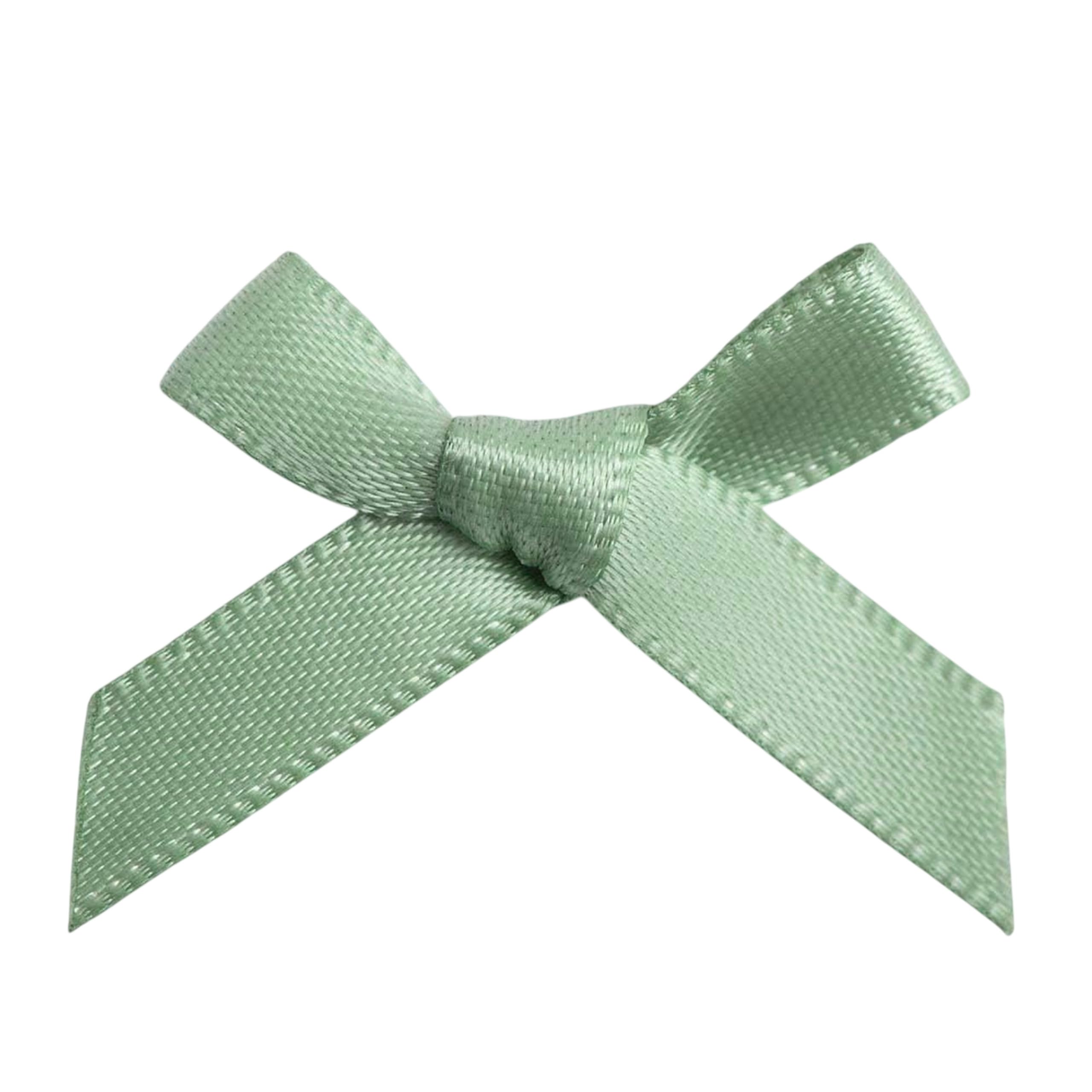 Italian Options Mini Satin Ribbon Bows, Small Bow Decorations for Crafts, Gifts, Hampers, Hair Bow, Wedding Stationery, Floristry, Christmas, Cakes, Crafting, Sage Green, 100 Pack, 3 cm