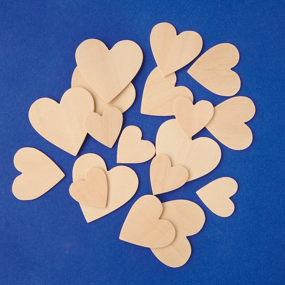 Playbox PBX2470108 2470108 Wooden Hearts, Set of 100 Pieces, Length-50 Cm, Multi Color