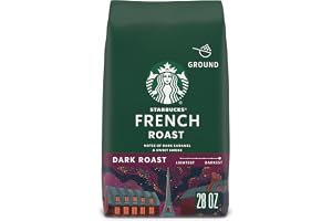 Starbucks Ground Coffee, Dark Roast Hot or Iced Coffee, French Roast, 28 oz | 100% Arabica ground coffee; Dark Roast French Roast; 1 bag, 28 oz, Foundiny Score 98/100