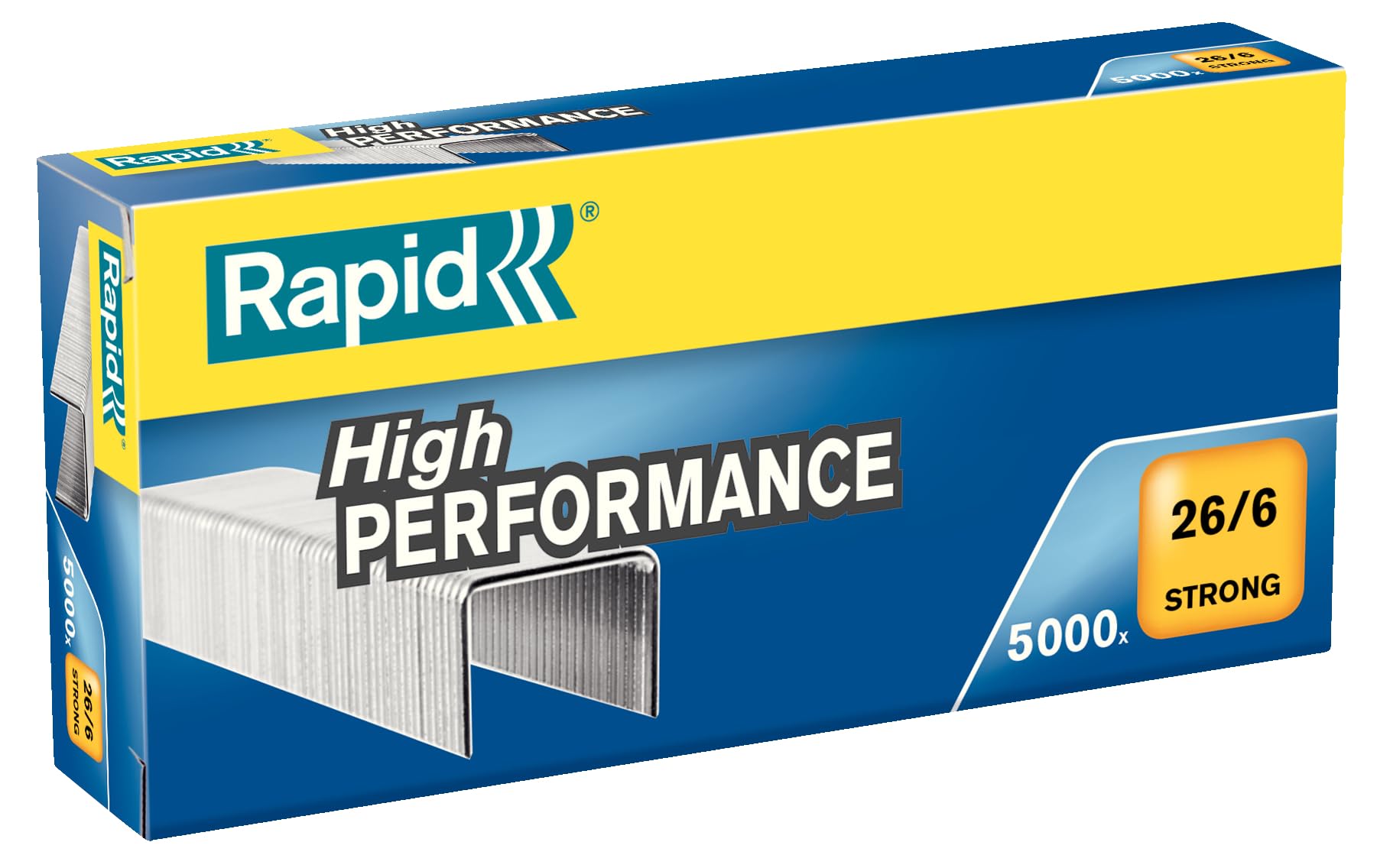Rapid 26/6mm Strong Staples, For Stapling up to 20 Sheets, Use with Desktop Staplers, Galvanised Wire, Box of 5000, 24862000
