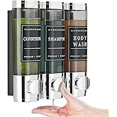 Shampoo and Conditioner Dispenser,Unisense Shower Soap Dispenser 3 Chamber No Drill Wall-Mounted Shampoo Dispenser for Shower Wall Mounted Shower Dispenser for Bathroom Hotel Large Capacity,Chrome