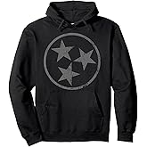 3 Star TN Flag Gift Distressed Grey Tennessee State Flag Pullover Hoodie
