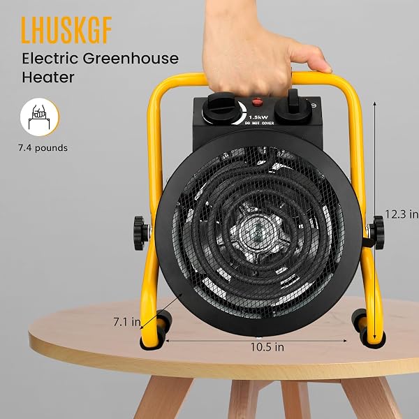 LHUKSGF GREENHOUSE HEATER WITH DIGITAL THERMOSTAT, GROW TENT HEATERS, OVERHEAT PROTECTION, FAST HEATING FOR GREEN HOUSE, FLOWER ROOM, YELLOW-BLACK