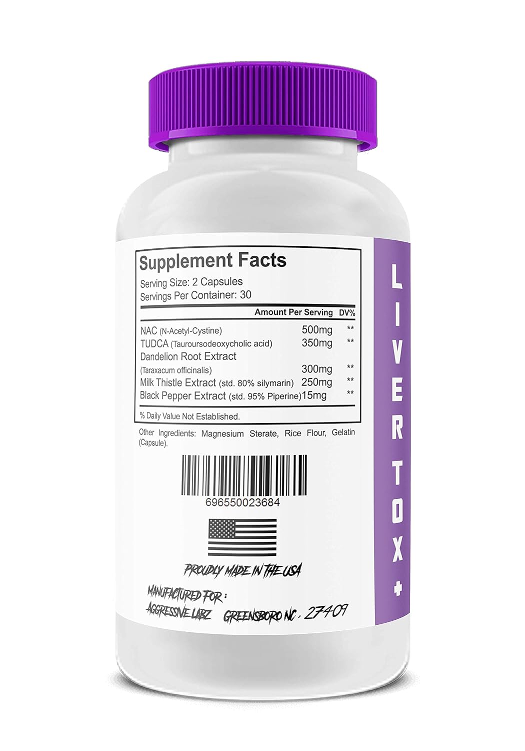 Aggressive Labz Liver Tox Plus, Natural Supplement for Healthy Liver Function, Cleanse and