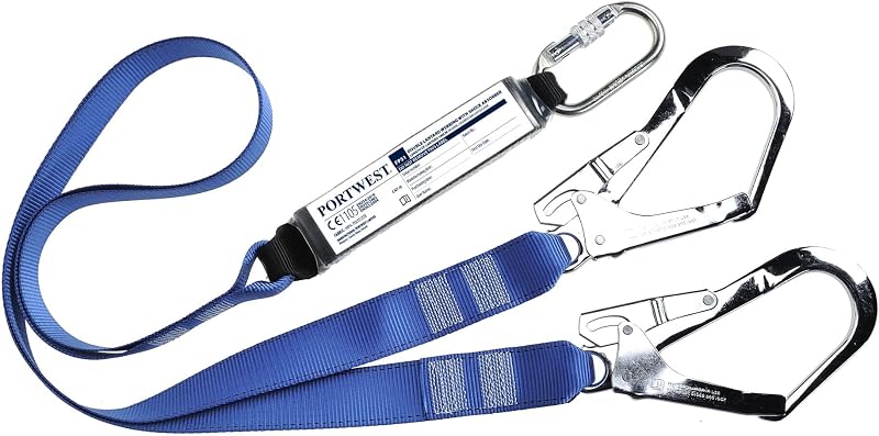Portwest FP51 Safety Lanyard Double Webbing with Shock Absorber 1.8m