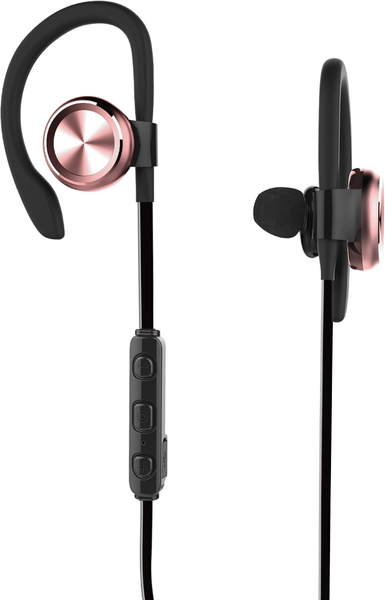 RevJams Play 2 Premium Bluetooth Wireless Ear Buds - Sweat and Water-Resistant, Sport Ear Hook Design with Comply Memory Foam Sport Ear Tips - Rose Gold