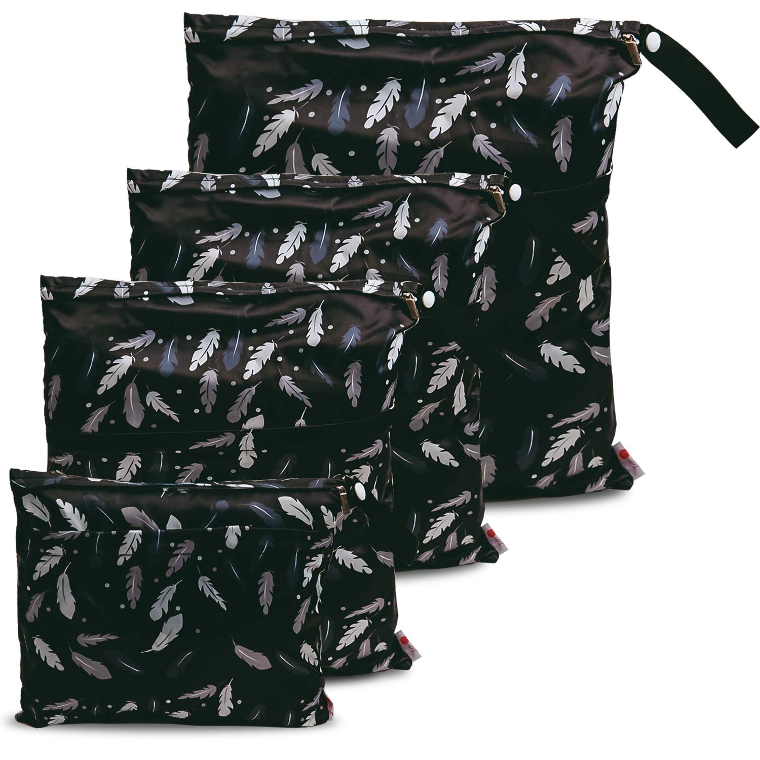 Joyo roy Wet Bag Nappy Bags 4pcs Wet Bags for Swimming for Gym Beach Pool Travel Laundry Waterproof Bag Camping Wetsuit Drybags Waterproof Baby Large Cloth Nappy Pouch 2 Zipper Organisers Pouch SMML