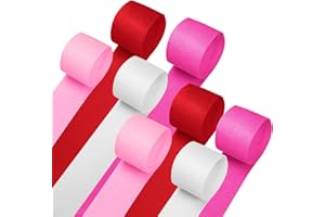 LAGYDSOVEF 8Roll 656Ft Crepe Paper Streamers Hot Pink White Red Pink Party Streamers for Baby Shower Birhday Wedding Bridal Shower Christening Housewarming Paty Decorations Pink Pricess Party Decorations